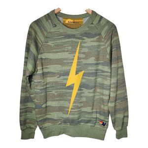 Aviator Nation Camo Lightning Bolt Sweatshirt Pullover Womens Small